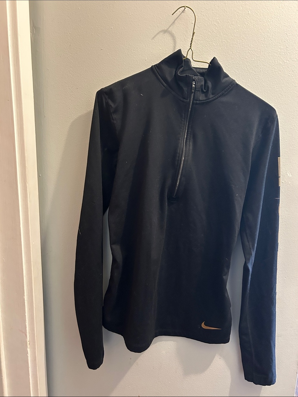 Nike Black Half-Zip Pullover with Gold Swoosh